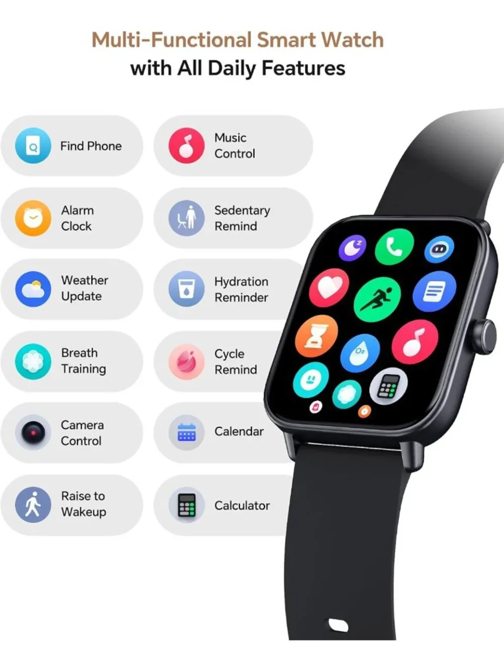 Smartwatch for Men & Women, 2 Interchangeable Bands, Android & iPhone Compatible